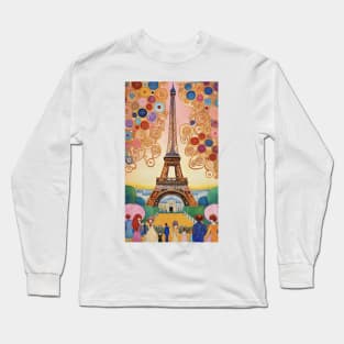 Gustav Klimt's Parisian Elegance: Inspired Eiffel Tower Long Sleeve T-Shirt